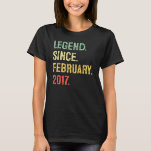 Camiseta Lenda Desde Fevereiro De 2017 6 Birthday Gift 6 Ye