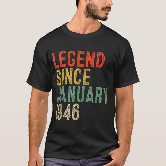 Camiseta Lenda Desde Janeiro de 1946 Presentes de 80º Anive (Frente)