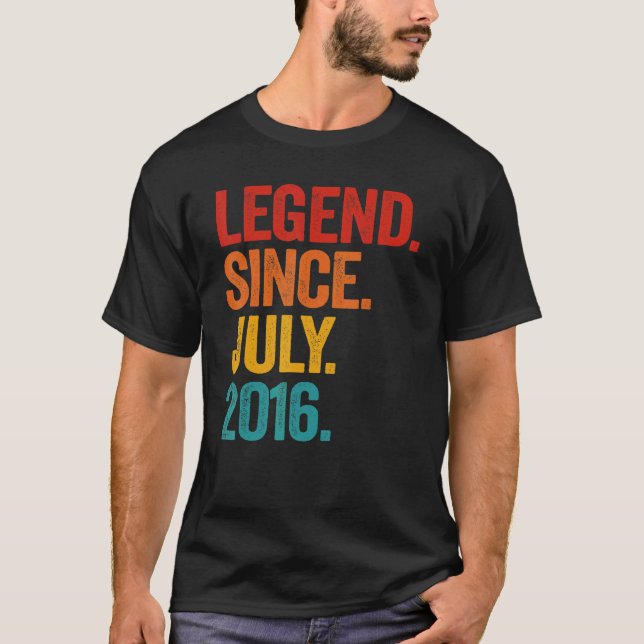 Camiseta Lenda Desde Julho De 2016 6 Aniversário De 6 Anos  (Frente)
