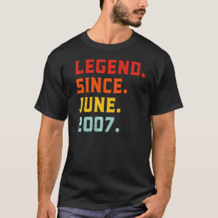 Camiseta Lenda Desde Junho De 2007 15 Birthday Vintage 15 Y