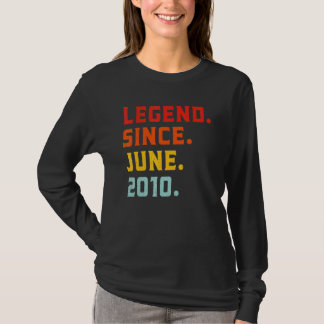Camiseta Lenda Desde Junho De 2010 12 Birthday Vintage 12 Y
