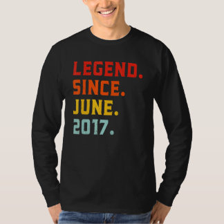 Camiseta Lenda Desde Junho De 2017 5 Birthday Vintage 5 Ano