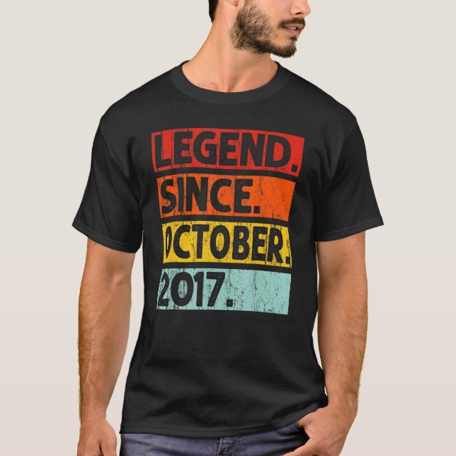 Camiseta Lenda Desde Outubro De 2017, 5 Aniversário De 5 An (Frente)