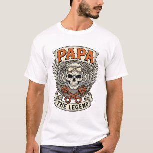 Camiseta Lenda do Crânio do Motociclista Papai Vintage