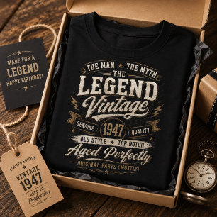 Camiseta Lenda Vintage 1947 Envelhecido Perfeitamente 79º a