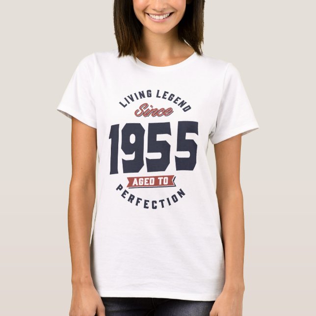 Camiseta Lenda viva desde 1955 Presente de Aniversário (Frente)