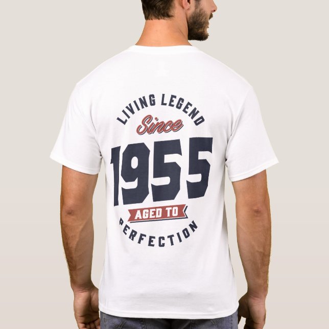 Camiseta Lenda viva desde 1955 Presente de Aniversário (Verso)