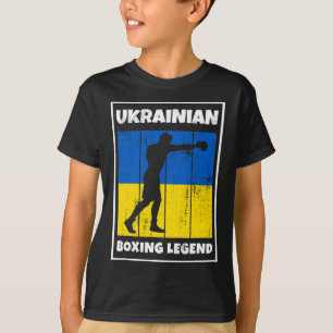 Camiseta Lendário boxeador ucraniano com bandeira para boxe