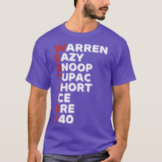 Camiseta Lendas da Música Rap de Hip Hop do Westside menina