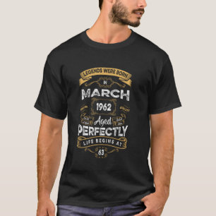 Camiseta Lendas de 63 Anos de Aniversário Vintage Nasceram