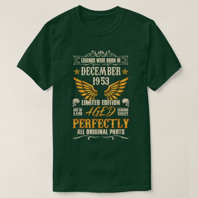 Camiseta Lendas foram Nasceres em dezembro de 1953 - Rock B (Frente do Design)