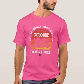 Camiseta Lendas Nascidas Em Outubro De 1951 71º Aniversário