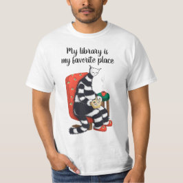 Camiseta Lendo Biblioteca de Diversão de Cat