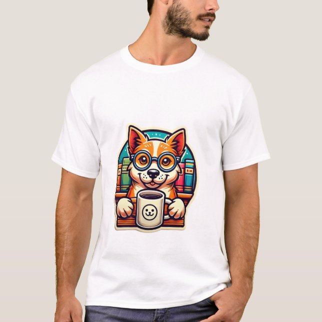 Camiseta Lendo Caneca - Engraçado Presente no Livro (Frente)
