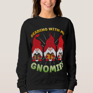 Camiseta Lendo Com Meus Gnomos Engraçado Livro Gnomo Lendo 