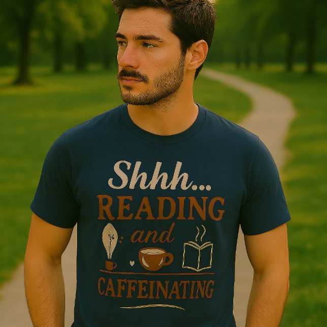 Camiseta Lendo e Cafeinando Tee (Criador carregado)