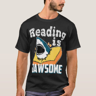 Camiseta Lendo é material de professor de sala de aula Jaws