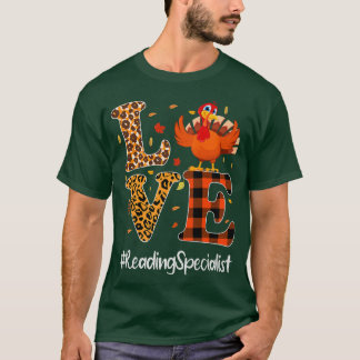 Camiseta Lendo Especialista em Amor Ação de Graças Leopard