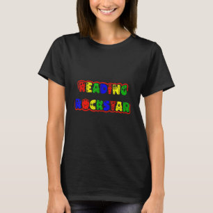 Camiseta Lendo Leitura de Crianças Rockstar Letras Monstros