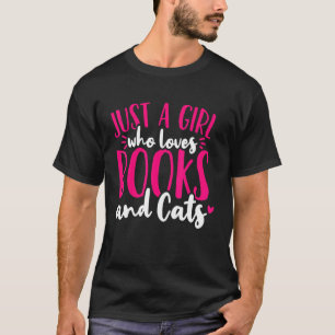 Camiseta Lendo Livro Gato Apenas Uma Menina Que Ama Livros 