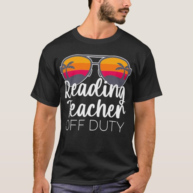 Camiseta Lendo professor fora de serviço Óculos de sol prai (Frente)