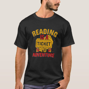 Camiseta Lendo tíquete para leitores de livros de aventura