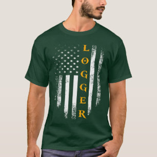 Camiseta Lenhador Antigo com Carpinteiro de Madeira Bandeir
