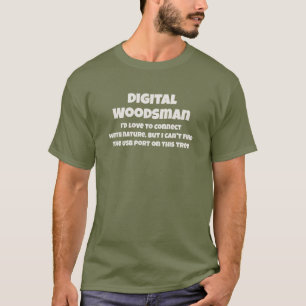 Camiseta Lenhador Digital Conecta-se à Natureza Texto Humor