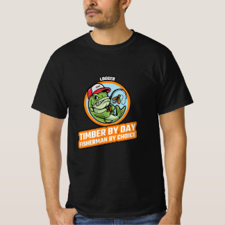CAMISETA LENHADOR MADEIREIRO DE DIA PESCADOR POR OPÇÃO
