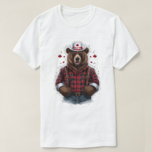 Camiseta Lenhador Urso Cinzento