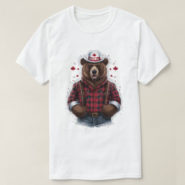 Camiseta Lenhador Urso Cinzento (Frente do Design)