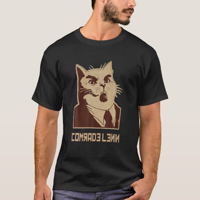 Camiseta Lenin Cat Soviético CCCP USSR Comunicado Retro Vin (Frente)
