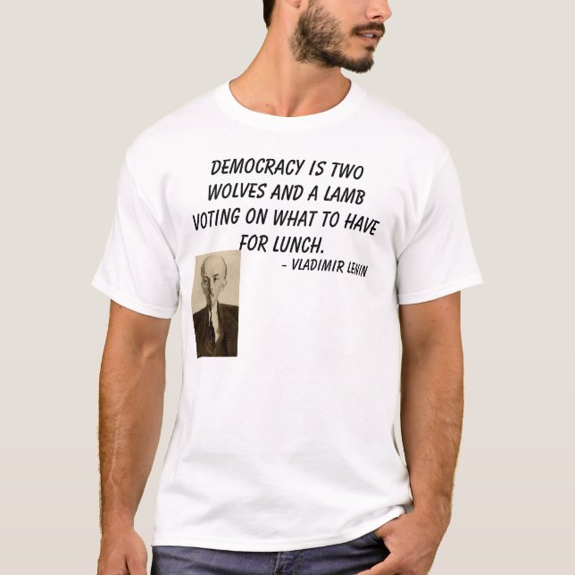 Camiseta lenin, democracia é dois lobos e um votin do (Frente)