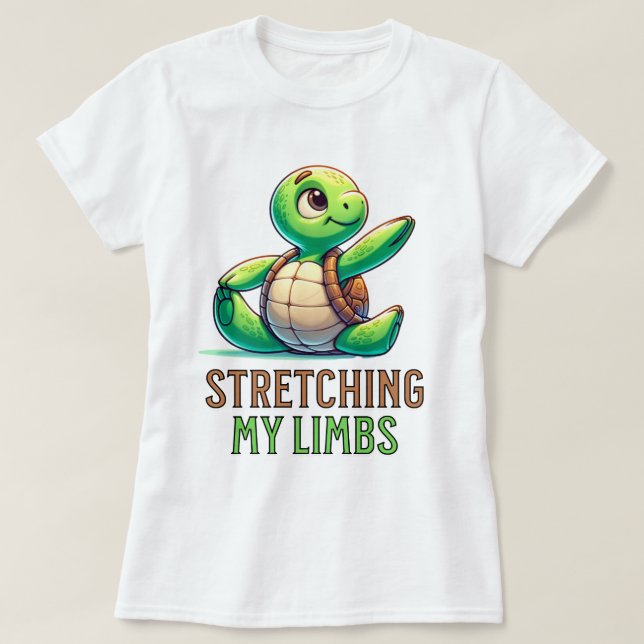 Camiseta Lentamente, Turtle Yoga Adorável (Frente do Design)