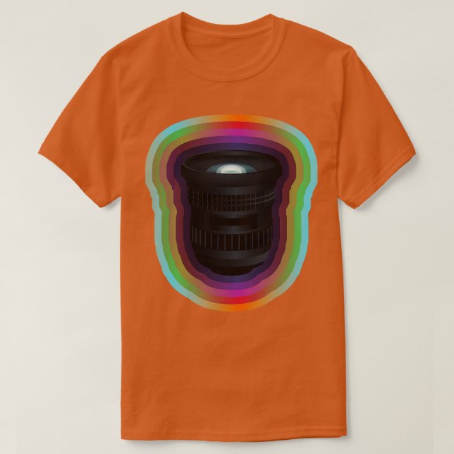 Camiseta Lente da câmera com borda gradiente (Frente do Design)