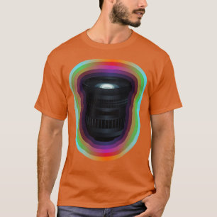 Camiseta Lente da câmera com borda gradiente