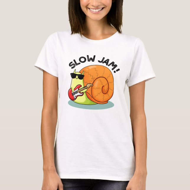 Camiseta Lento Jam Funny Music Snail Pun (Frente)