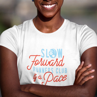 Camiseta Lentos Runners Club Funny Cote Texto Azul Laranja