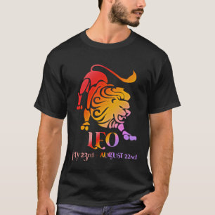 Camiseta Leo, a Astrologia do Leão Zodiac Vermelho e Laranj
