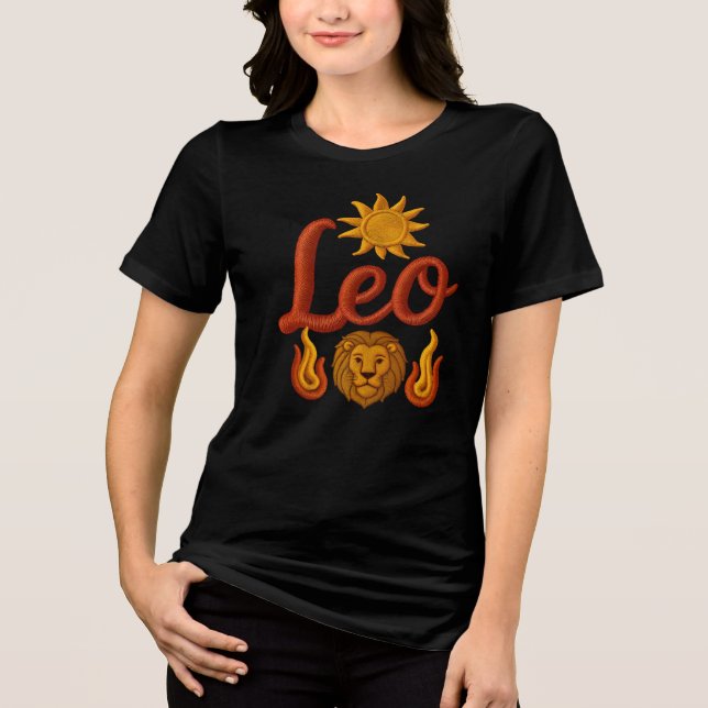 Camiseta Leo astrology birth sign zodiac sun lion head fire (Frente)