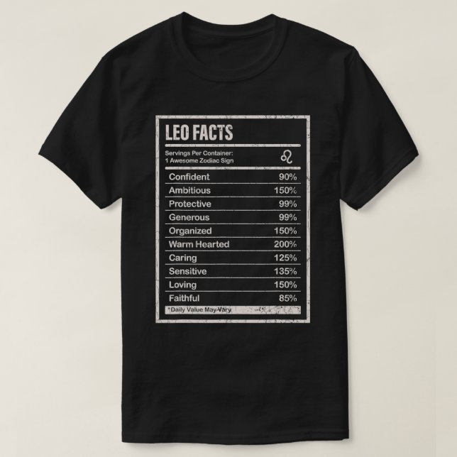 Camiseta Leo Facts Roupa Para Homens E Mulheres Engraçado Z (Frente do Design)