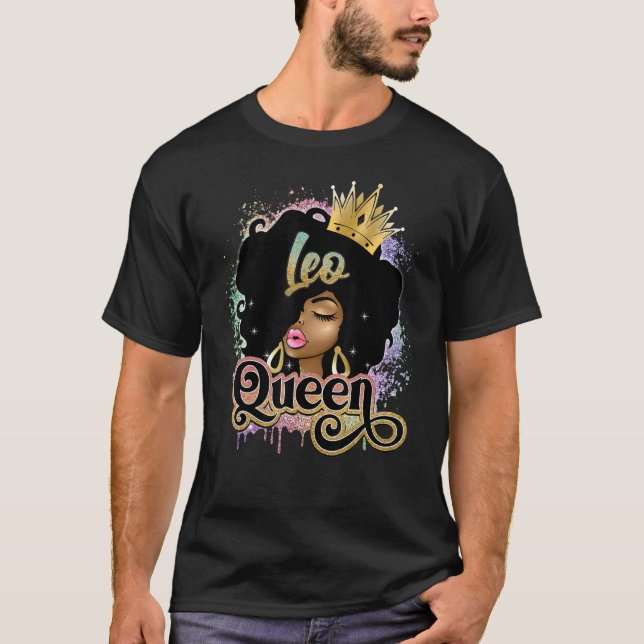 Camiseta Leo Queen Birthday Melanin Leo Black Girl (Frente)