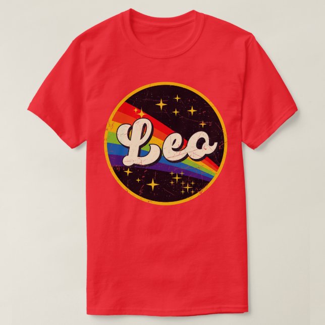 Camiseta Leo Rainbow No Espaço Vintage GrungeStyle (Frente do Design)