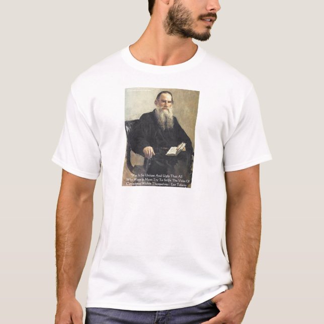 Camiseta Leo Tolstoy: "A Guerra é Injusta" Ofertas de Palav (Frente)
