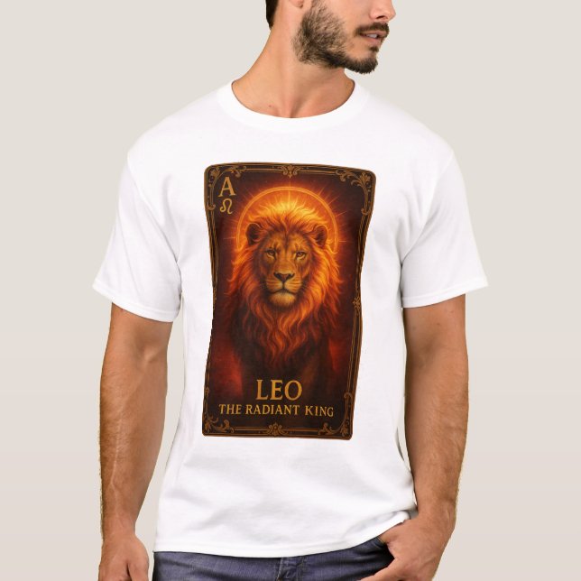 Camiseta Leo Zodiac Art – Fiery Lion of Confidence (Frente)