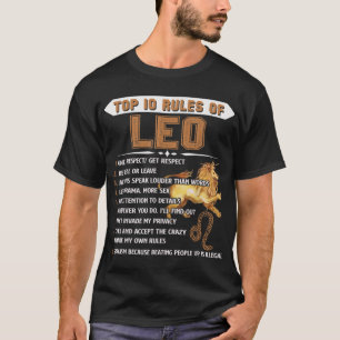Camiseta Leo Zodiac Birthday Dotou 10 Regras Mais Important