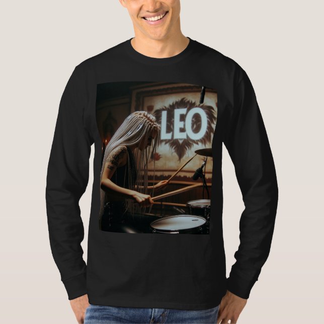 Camiseta Leo Zodiac Musical Drums (Frente)