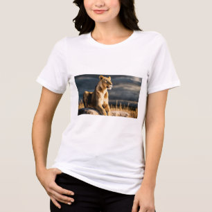 Camiseta Leoa Ultra HD 3D – Pose Lateral de Corpo Inteiro e