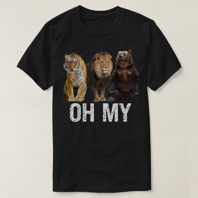 Camiseta Leões e Tigres e Ursos Oh Meu Sentado Junto (Frente do Design)