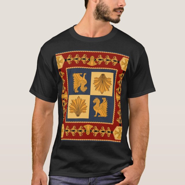 Camiseta Leões ouros: Art Nouveau cachecol design (Frente)